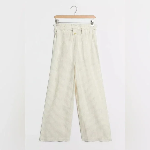 Maeve Anthropologie Wide Leg Linen Blend new High Rise Barrel Boho Summer Siez 8 - Picture 7 of 15